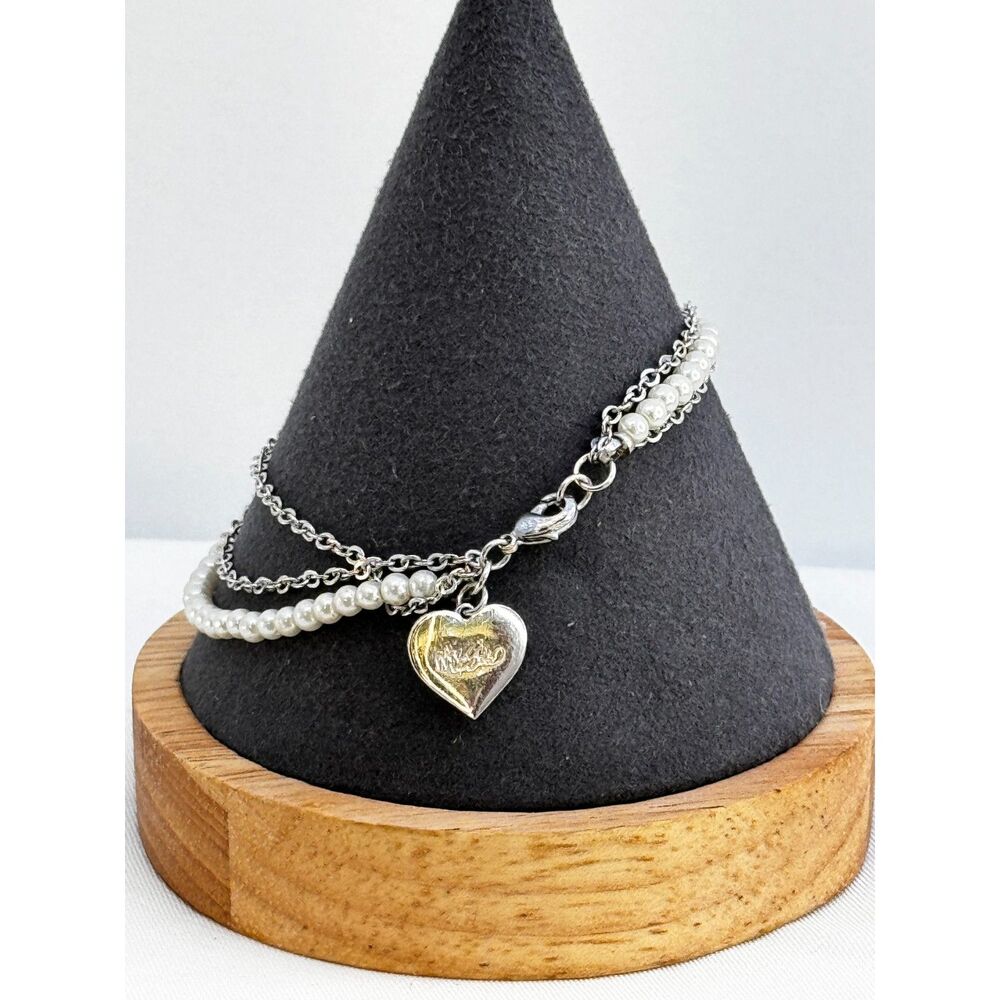 Mossimo Pearl and Silver Double Strand Bracelet